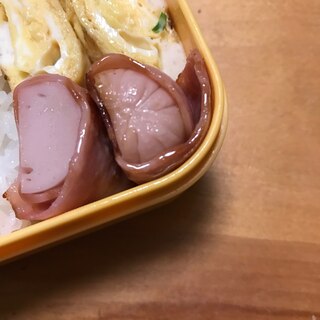 魚肉ソーセージのカレーベーコン巻き